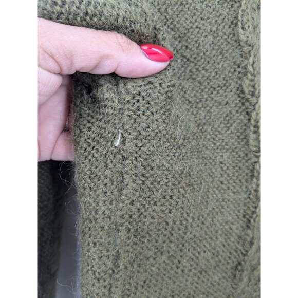 Vintage Chunky Cable Knit Cardigan Button Up Mohair Blend Textured Cottage Cozy - Picture 4 of 9